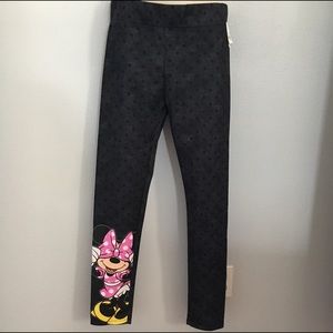 DISNEY MINNIE BLK/GREY POLKA DOT GIRL YOGA PANT